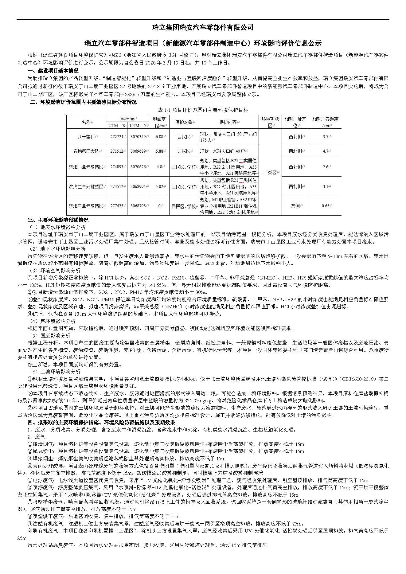 瑞立汽車零部件智造項(xiàng)目（新能源汽車零部件制造中心）環(huán)境影響評(píng)價(jià)信息公示
